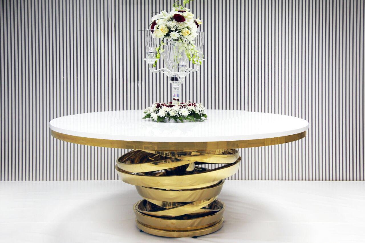 S 04 Big Dinning Table White Gold Dubai Wedding Chair Rental Lwr